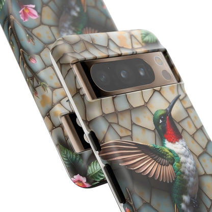 Vivid Hummingbird with Blossoming Branches | Artistic Mosaic Style
