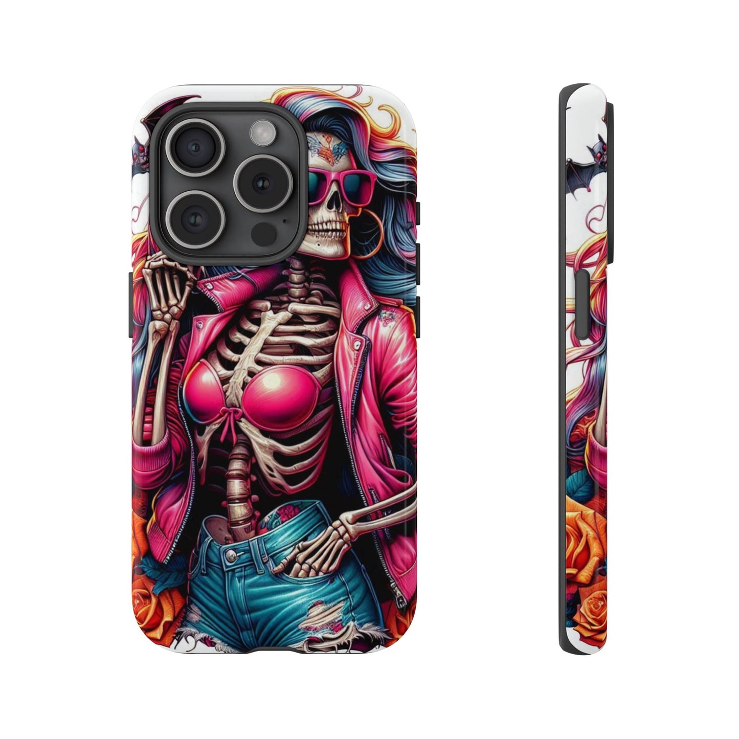 Neon Bones – Retro Skeleton & Vibrant Punk Aesthetic Mobile Cover