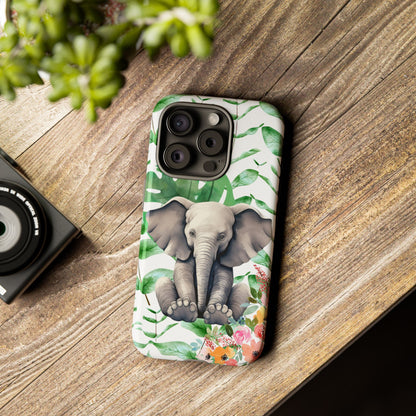 Cute Baby Elephant Mobile Cover – Floral & Tropical Aesthetic
