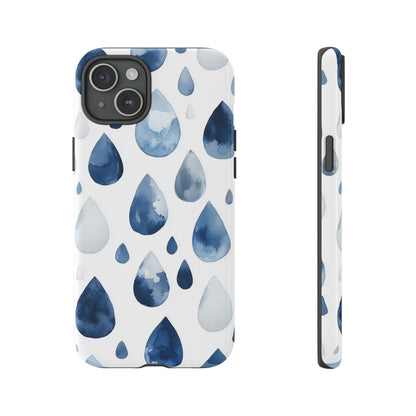 Indigo Rain Drops Watercolor Phone Case for iPhone, google Pixel & Samsung