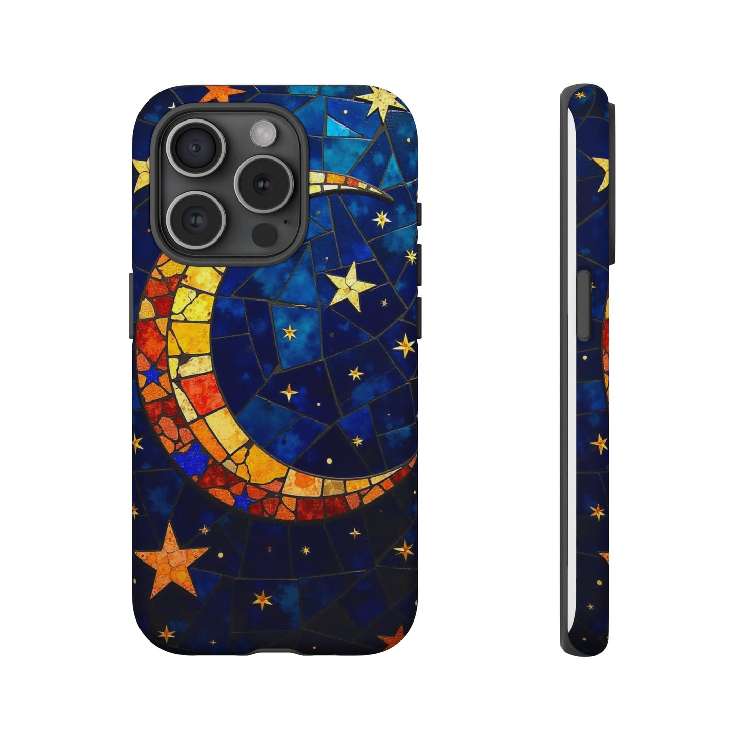 Celestial Crescent: Vibrant Moon and Stars Phone Case