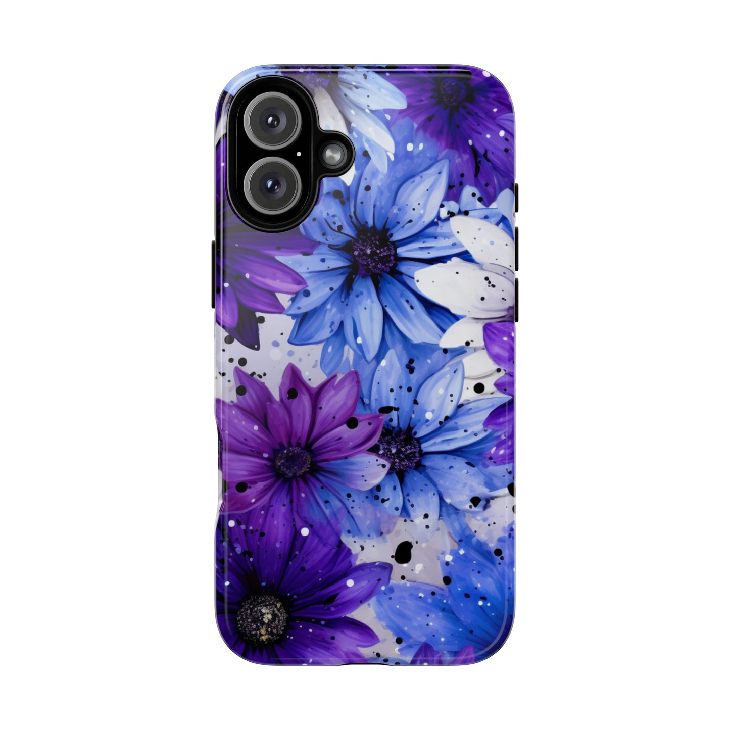 Blue & Purple Floral Splash Mobile Cover – Elegant Artistic Flowers