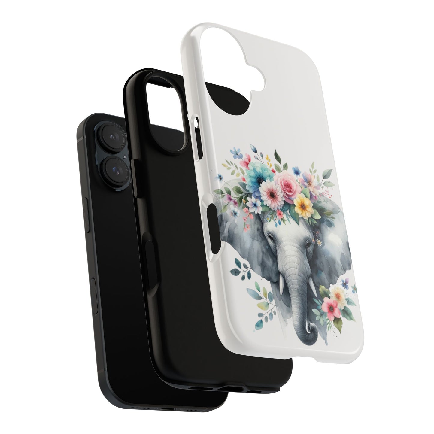 Floral Crown Elephant Mobile Cover – Elegant Watercolor Art