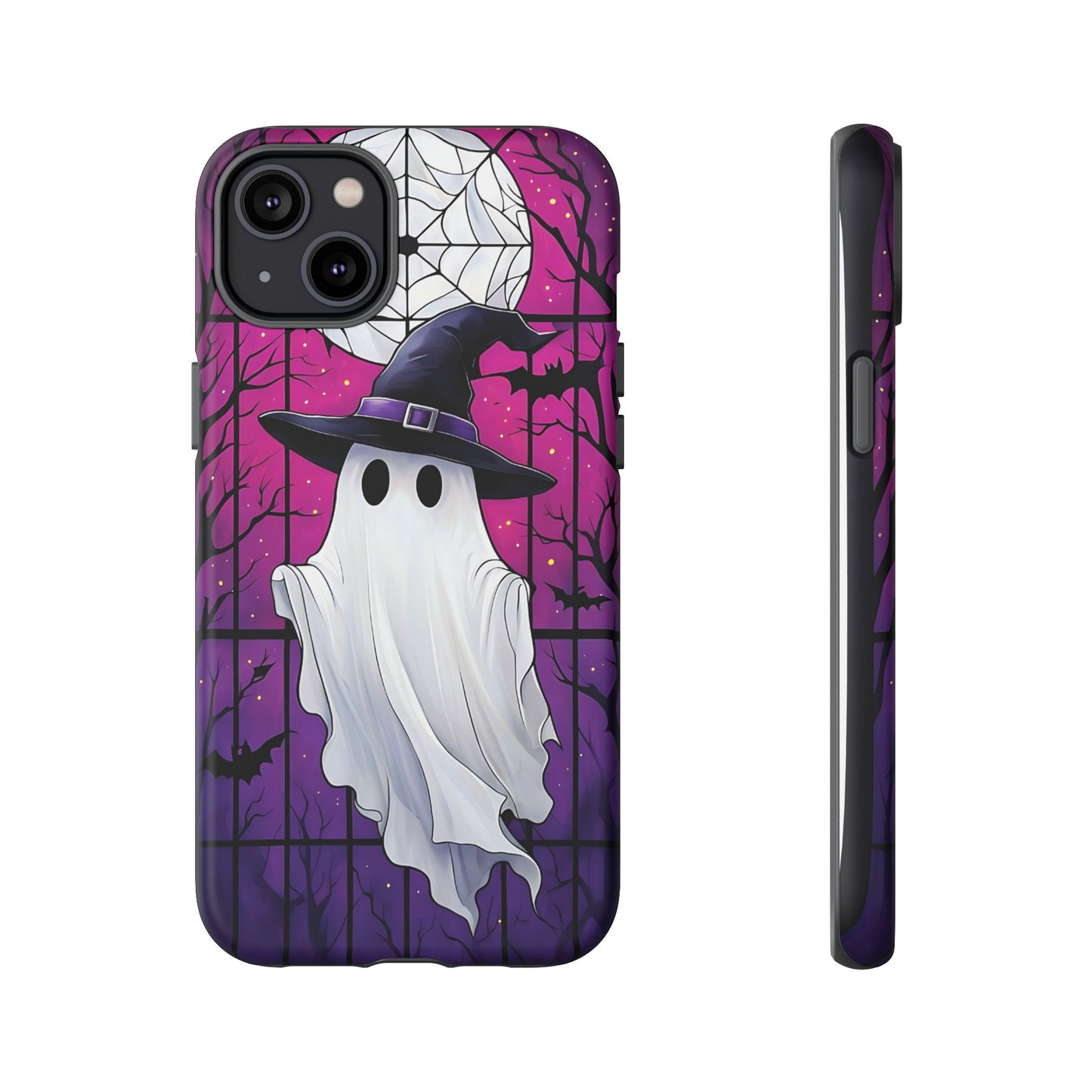 Stylized Halloween Illustration of a Ghost in Stained Glass  phone case design.