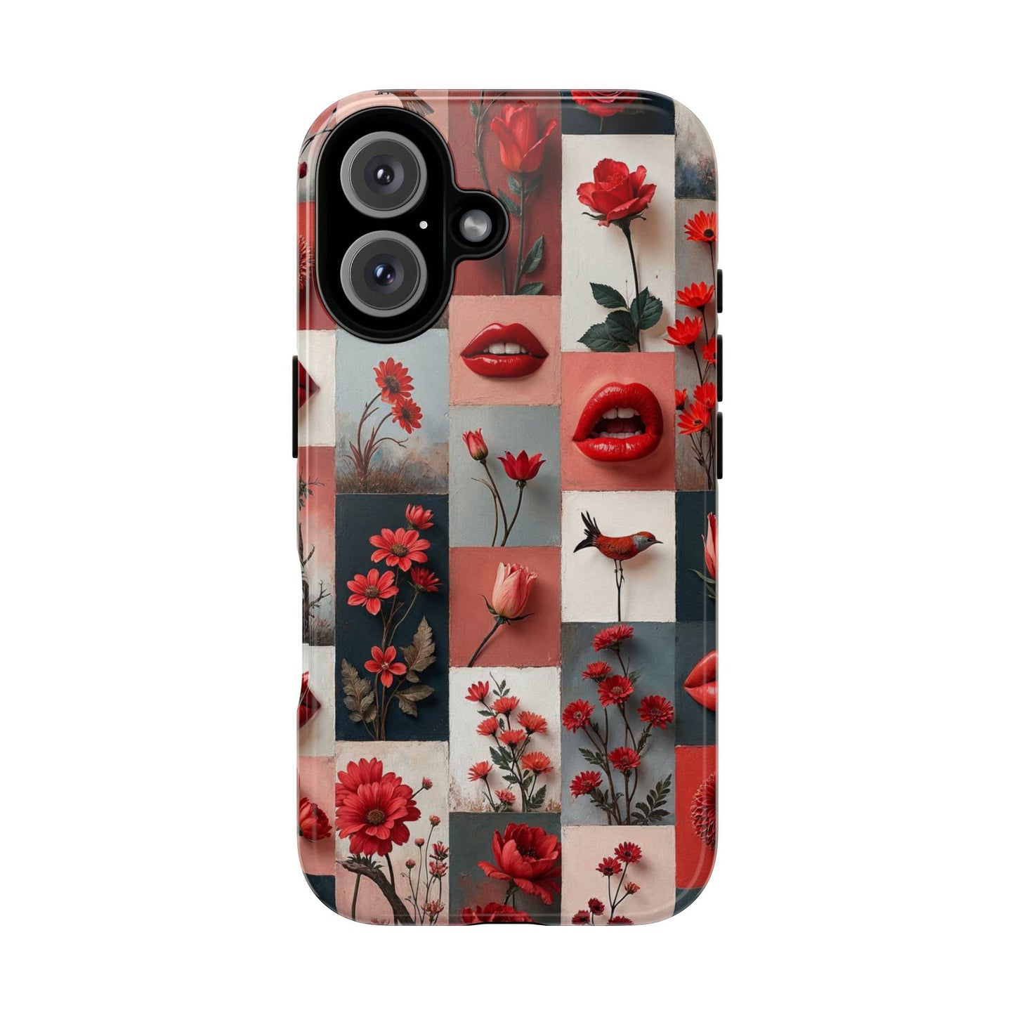 Red Flowers & Lips Collage Phone Case