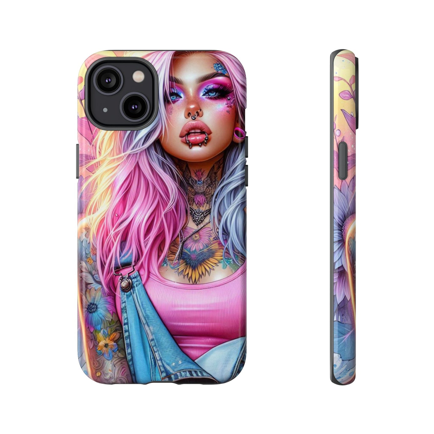 Sunset Glow – Pastel Punk & Floral Ink Mobile Cover