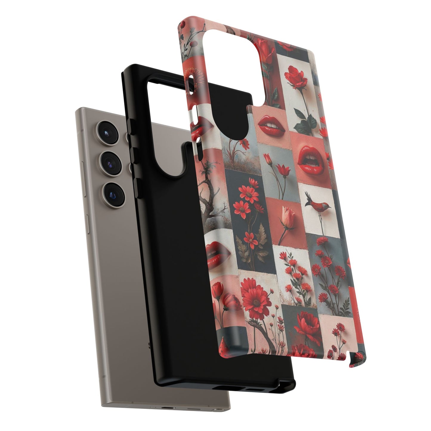 Red Flowers & Lips Collage Phone Case