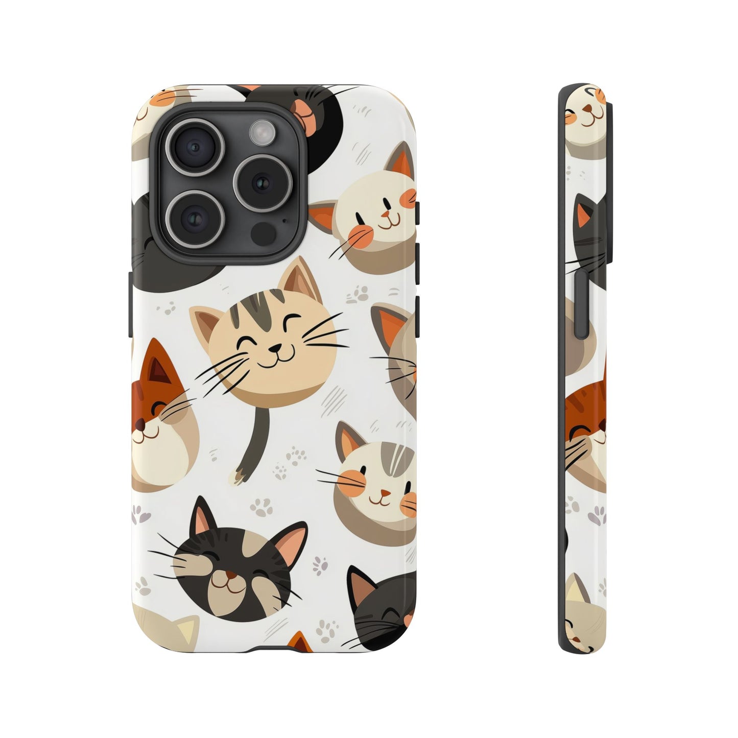 Cute Cat Faces Phone Case – Kawaii Anime Style for iPhone, Samsung & Google Pixel, Fun and Playful Cat Design