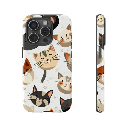 Cute Cat Faces Phone Case – Kawaii Anime Style for iPhone, Samsung & Google Pixel, Fun and Playful Cat Design