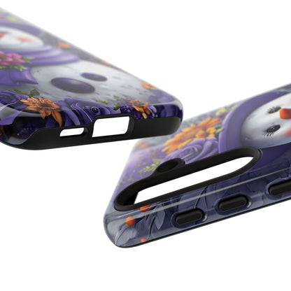 Cheerful Snowman With Colorful Floral Hat And Scarf phone case design