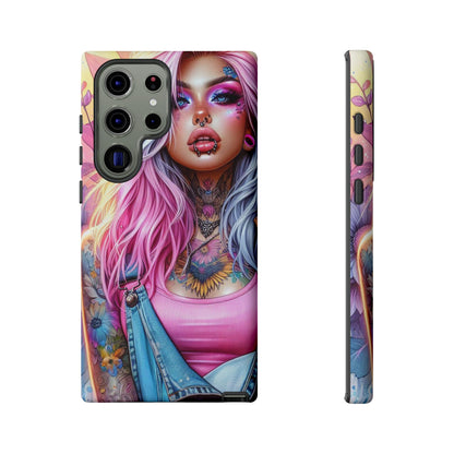 Sunset Glow – Pastel Punk & Floral Ink Mobile Cover