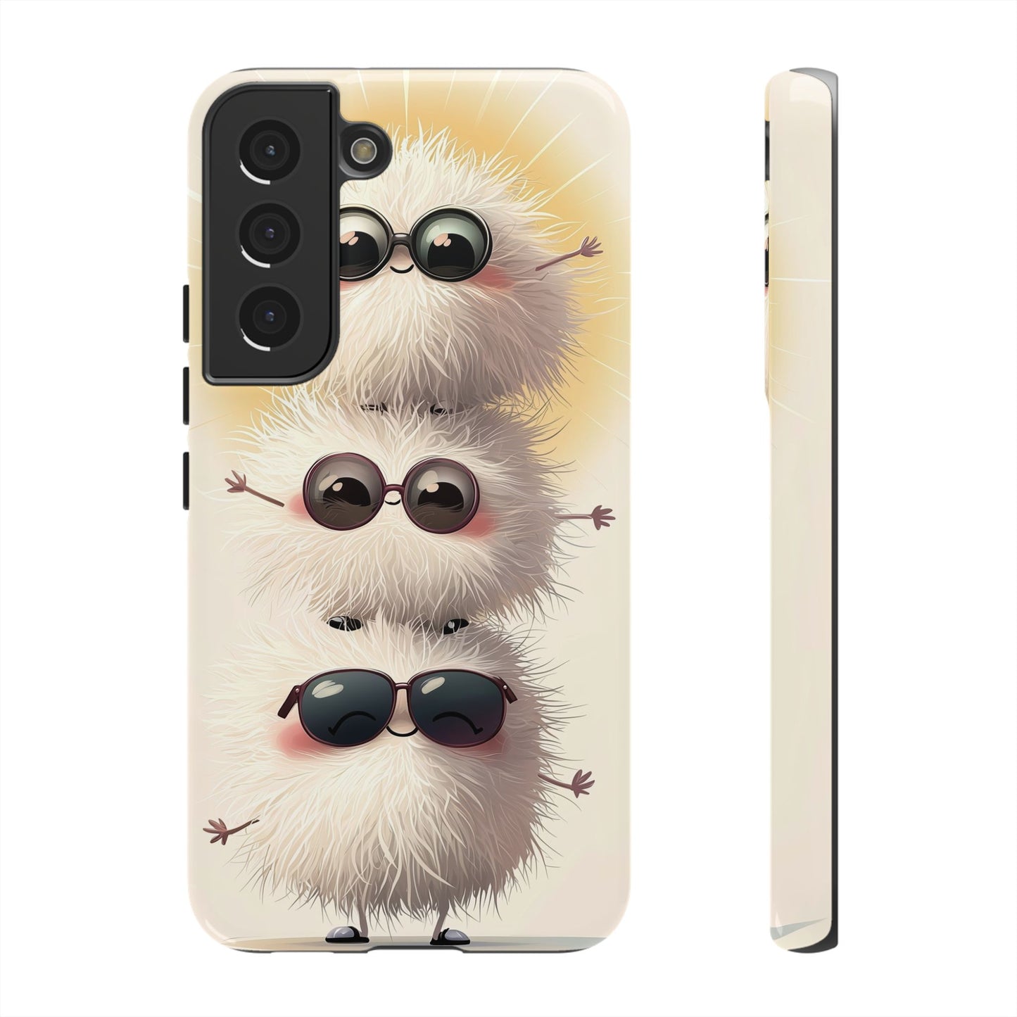 Stacked Fluff Squad Phone Case – Kawaii Anime Creatures with Sunglasses, iPhone, Samsung & Google Pixel Case