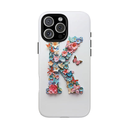 Floral Letter K Phone Case – Personalized Aesthetic Cover for iPhone, Samsung & Google Pixel