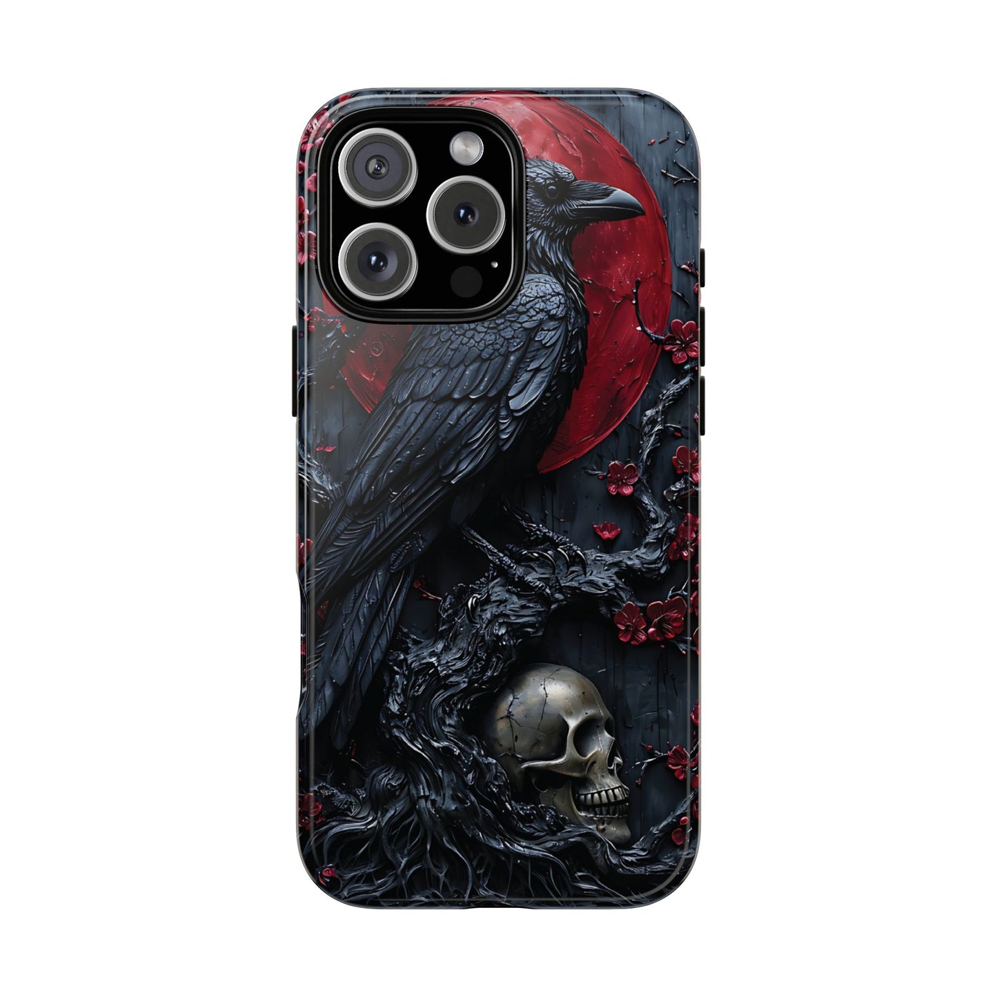 Gothic Sculpture Of Raven On Charcoal Tree Branch phone case design
