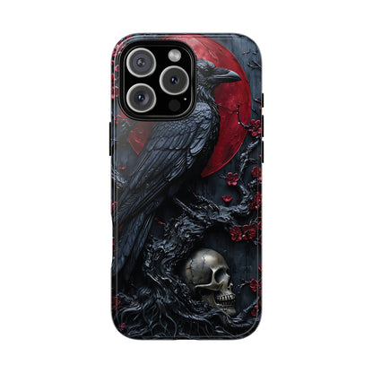 Gothic Sculpture Of Raven On Charcoal Tree Branch phone case design