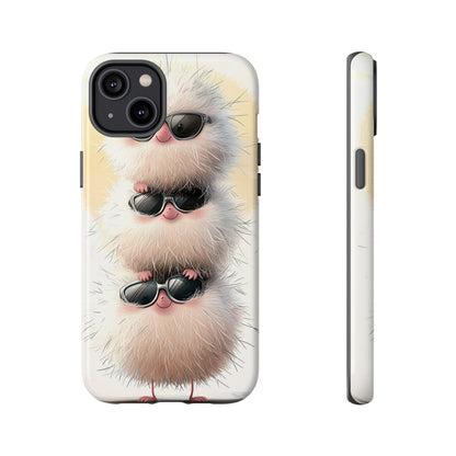 Fluffy Stack Anime Phone Case – Cute Furry Creatures with Sunglasses, Kawaii Aesthetic Design for iPhone, Samsung & Google Pixel