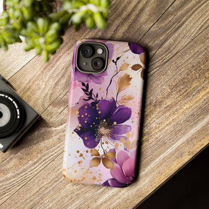 Luxury Purple & Gold Floral Aesthetic Mobile Case