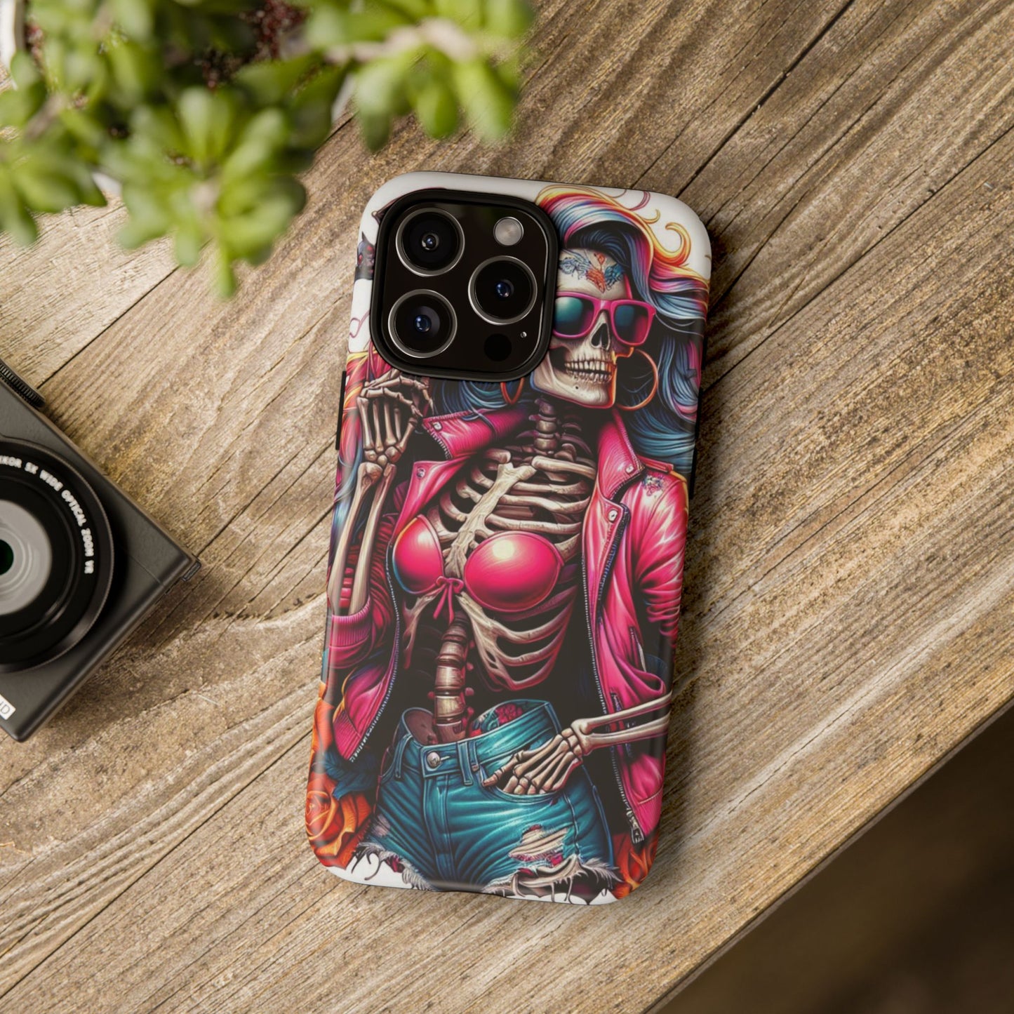 Neon Bones – Retro Skeleton & Vibrant Punk Aesthetic Mobile Cover