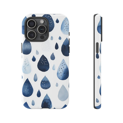 Indigo Rain Drops Watercolor Phone Case for iPhone, google Pixel & Samsung