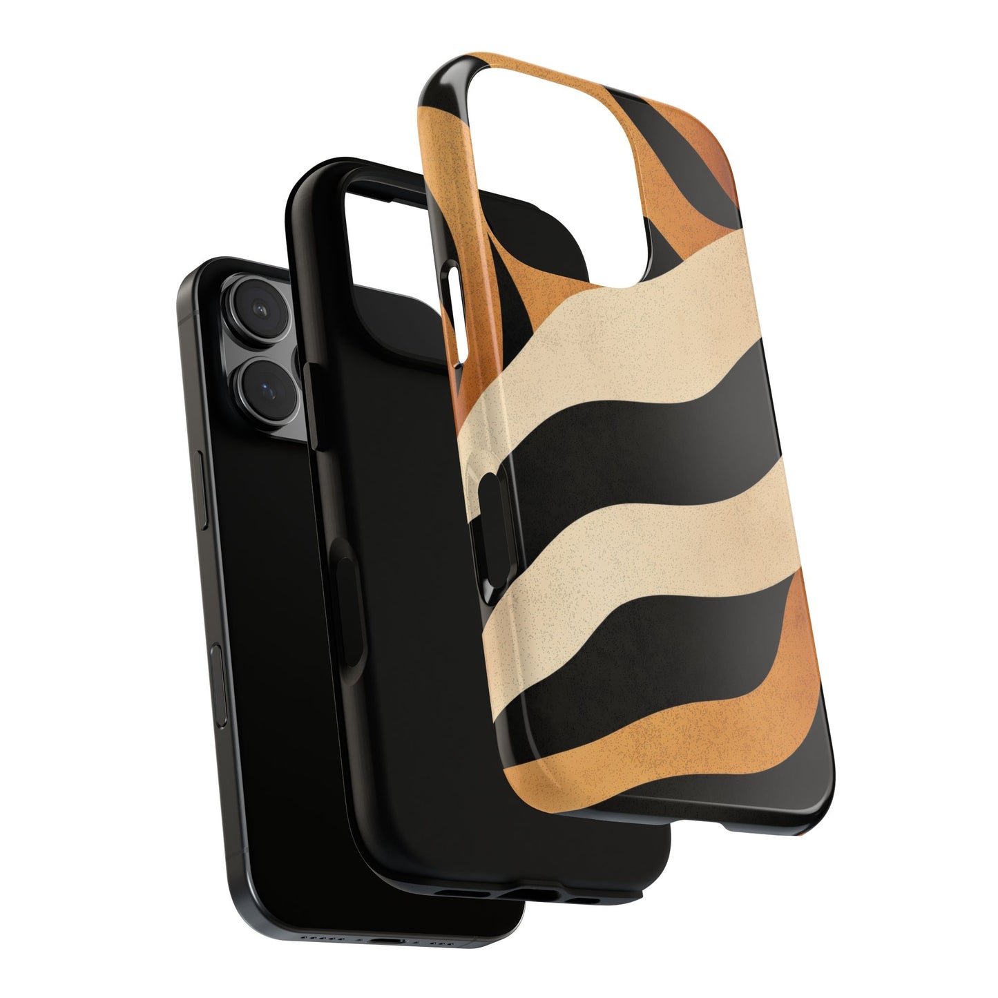 Bold Tiger Stripes Phone Case – Black, Orange & Cream Perfect for iPhone, Samsung & Google Pixel