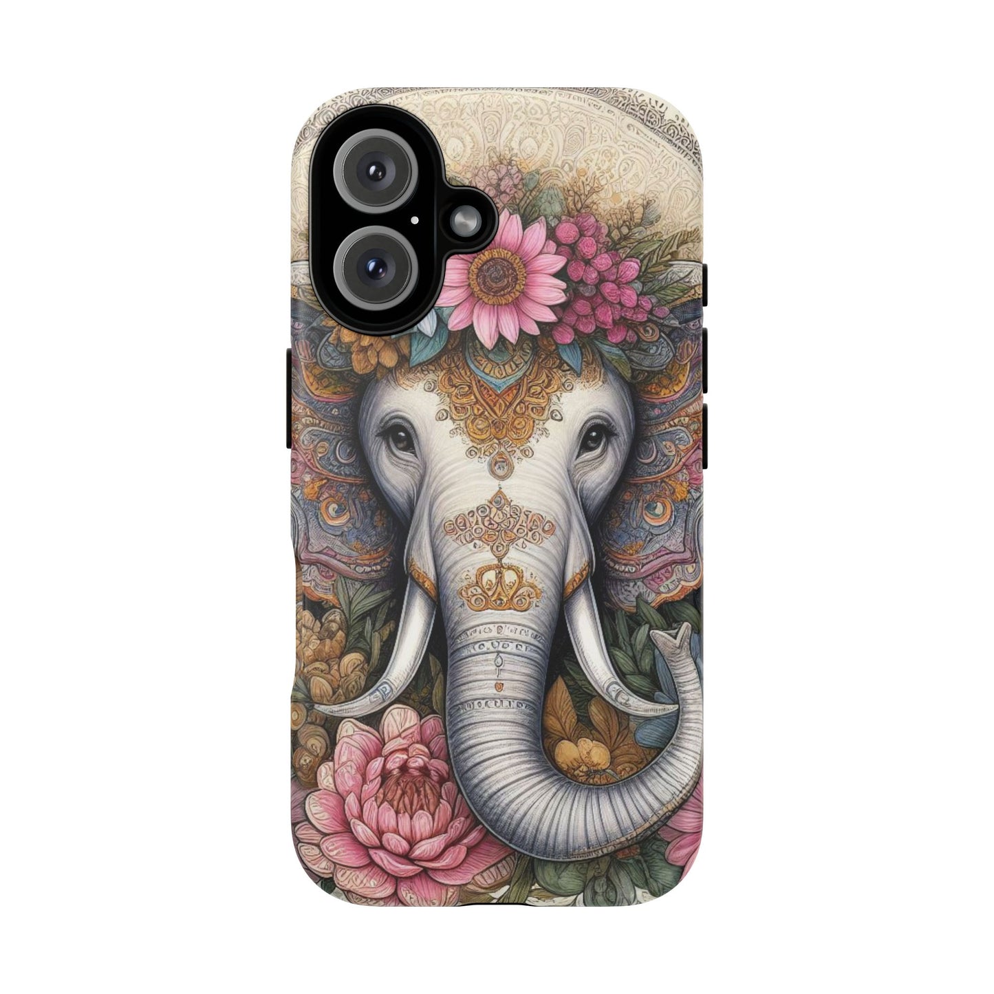Elegant Floral Elephant Mobile Cover – Royal Mandala Art