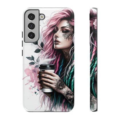 Boho Rebel – Vibrant Dreadlocks & Tattooed Coffee Lover Mobile Cover