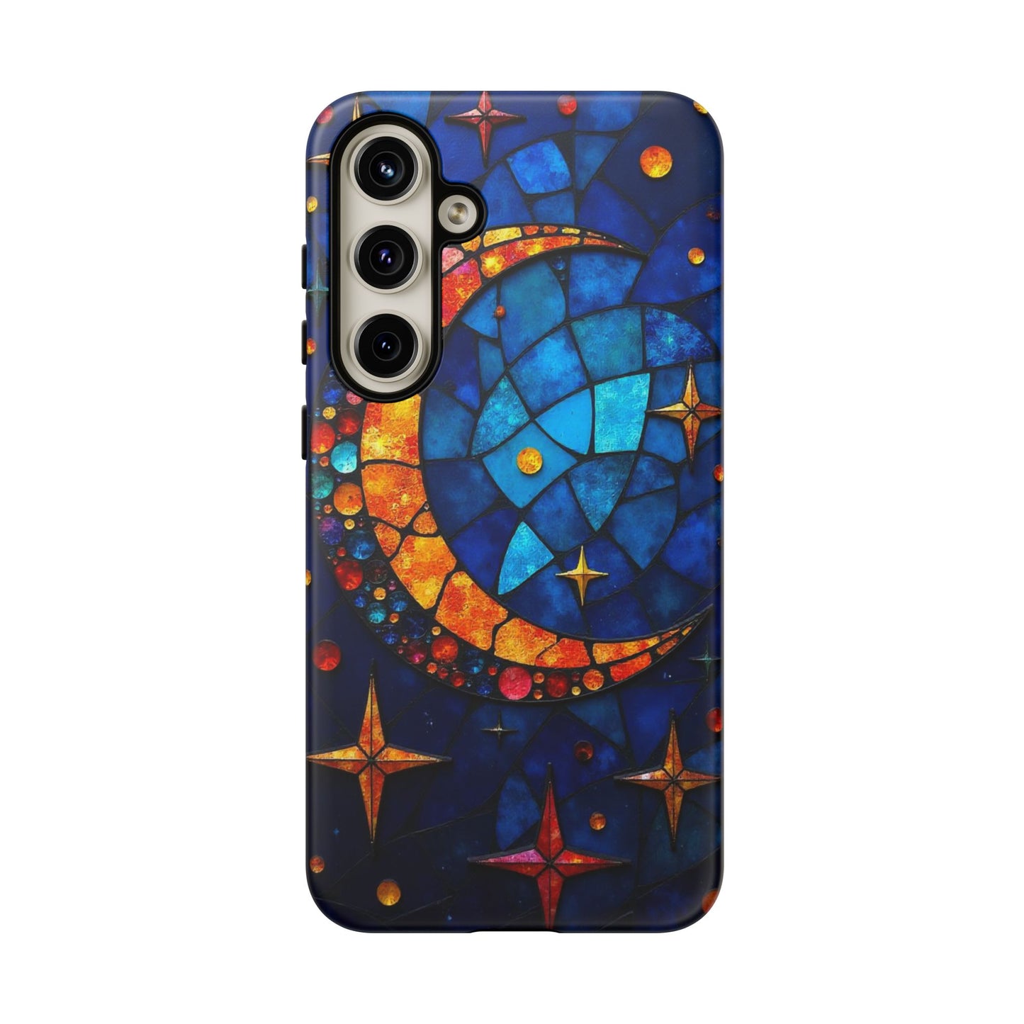 Celestial Crescent: Moon and Stars in Color