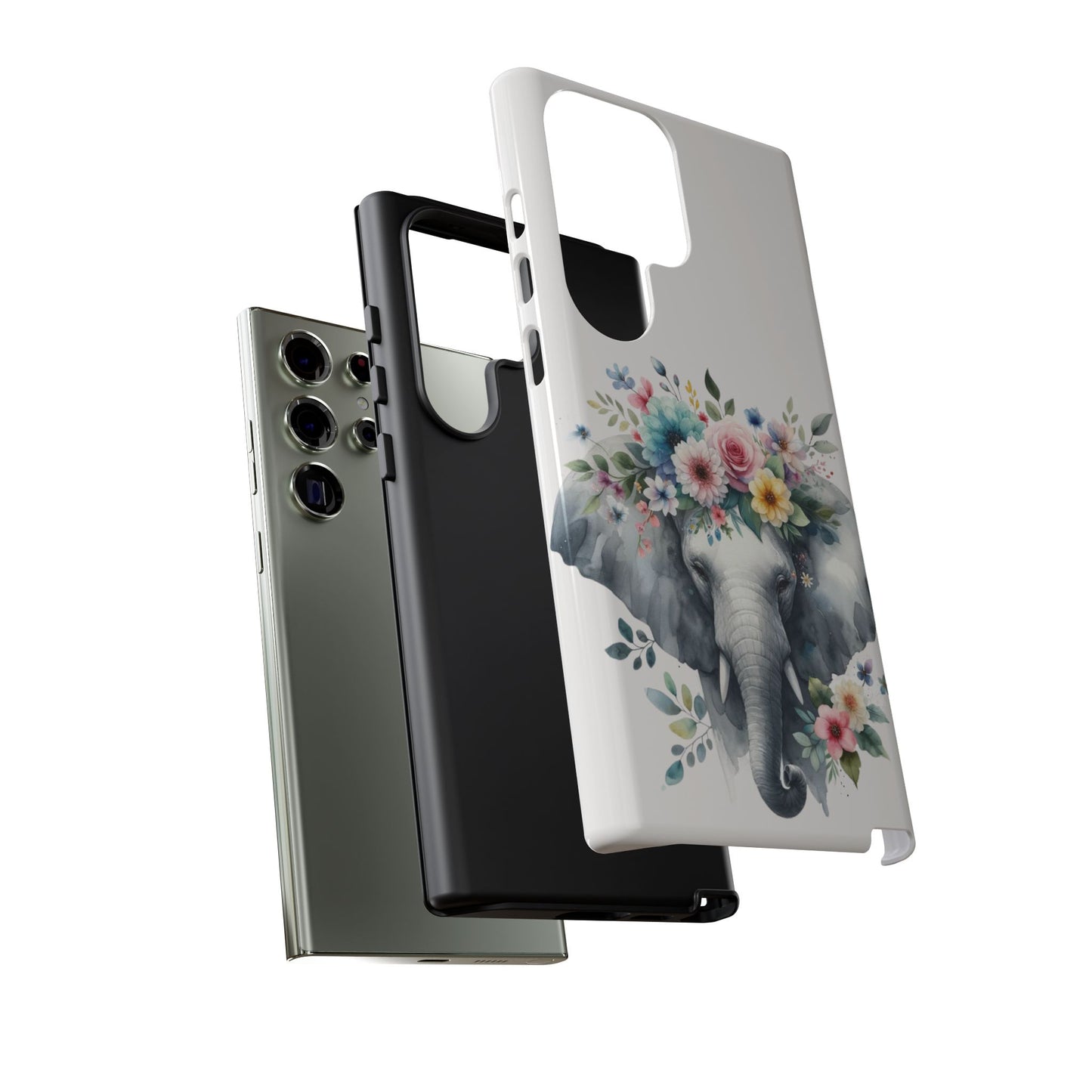 Floral Crown Elephant Mobile Cover – Elegant Watercolor Art
