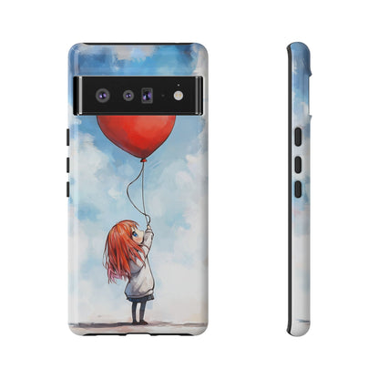 Anime Girl with Heart Balloon Phone Case – Cute & Inspirational Design for iPhone, Google Pixel & Samsung