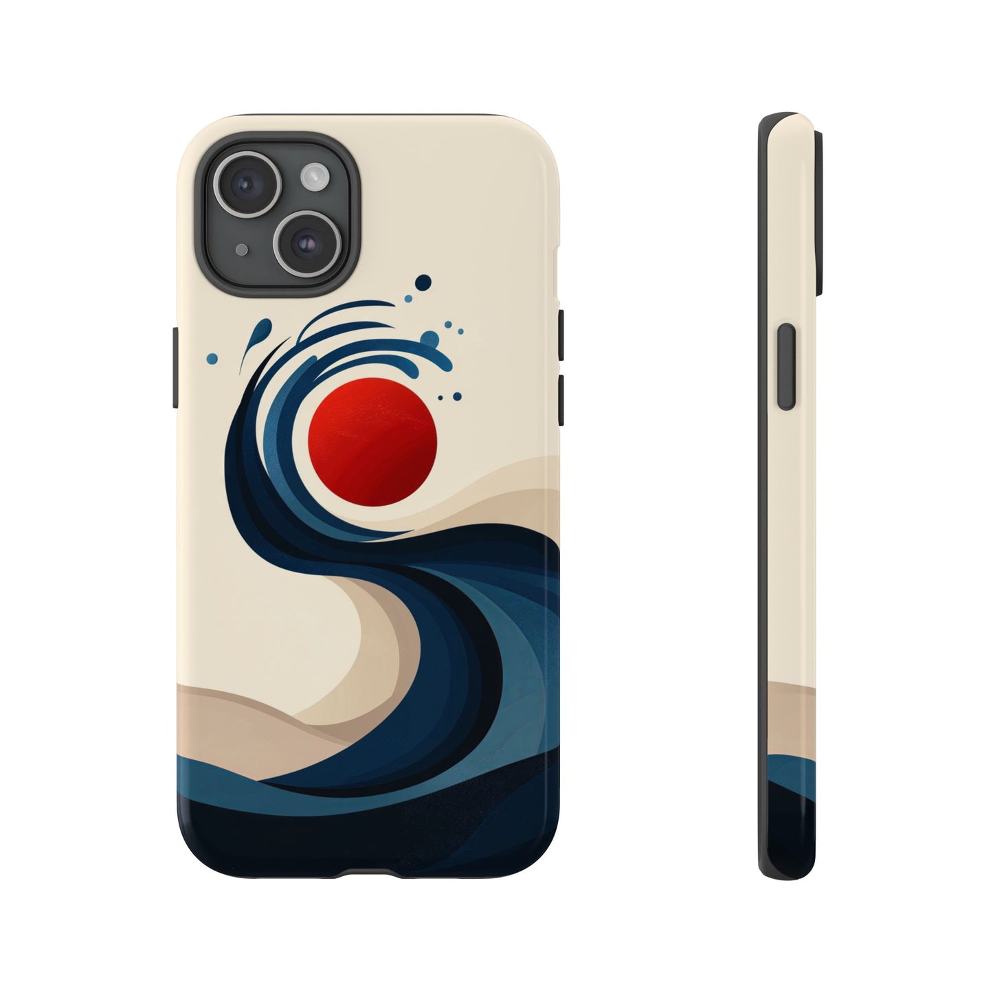 Red Sun Wave – Minimalist Abstract Ocean Case for iPhone, Google Pixel, Samsung