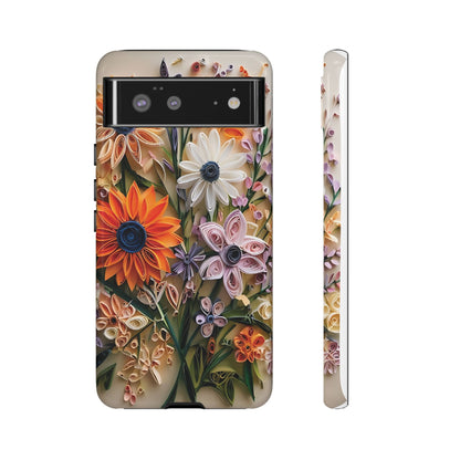 Intricate Quilled Floral Artwork In Vibrant Colors phone case design.