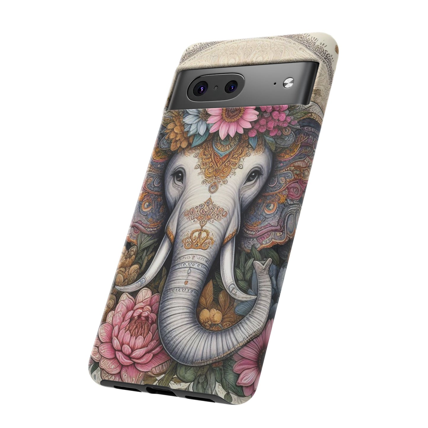 Elegant Floral Elephant Mobile Cover – Royal Mandala Art