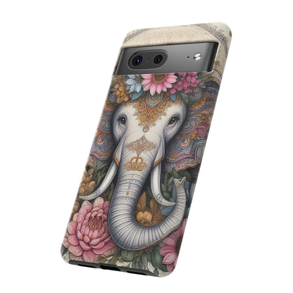 Elegant Floral Elephant Mobile Cover – Royal Mandala Art