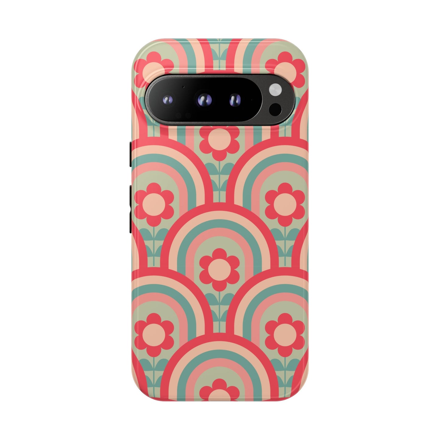 Retro Floral Rainbow Phone Case – Vintage Aesthetic for iPhone, Samsung & Google Pixel