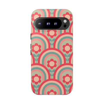 Retro Floral Rainbow Phone Case – Vintage Aesthetic for iPhone, Samsung & Google Pixel