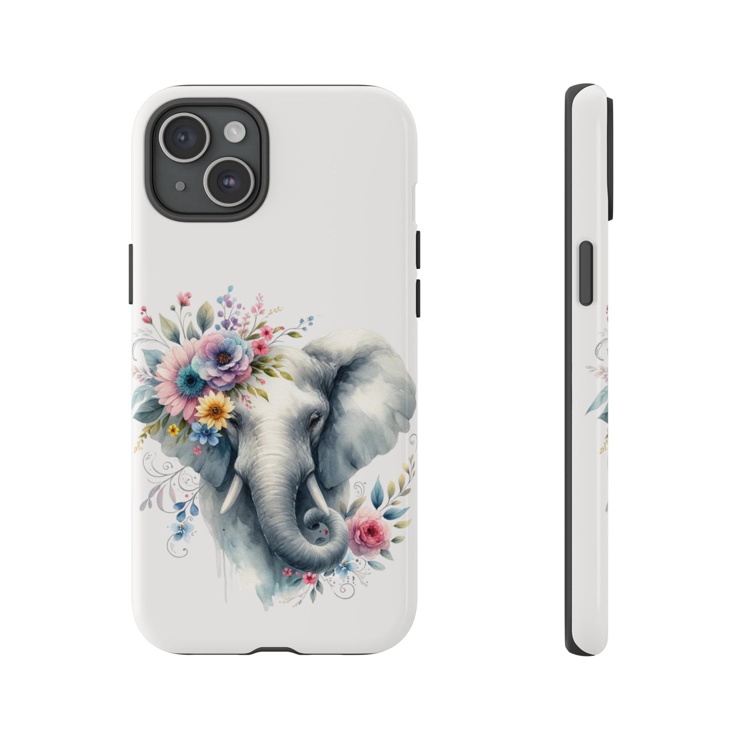 Floral Elephant Mobile Cover – Elegant Watercolor Art