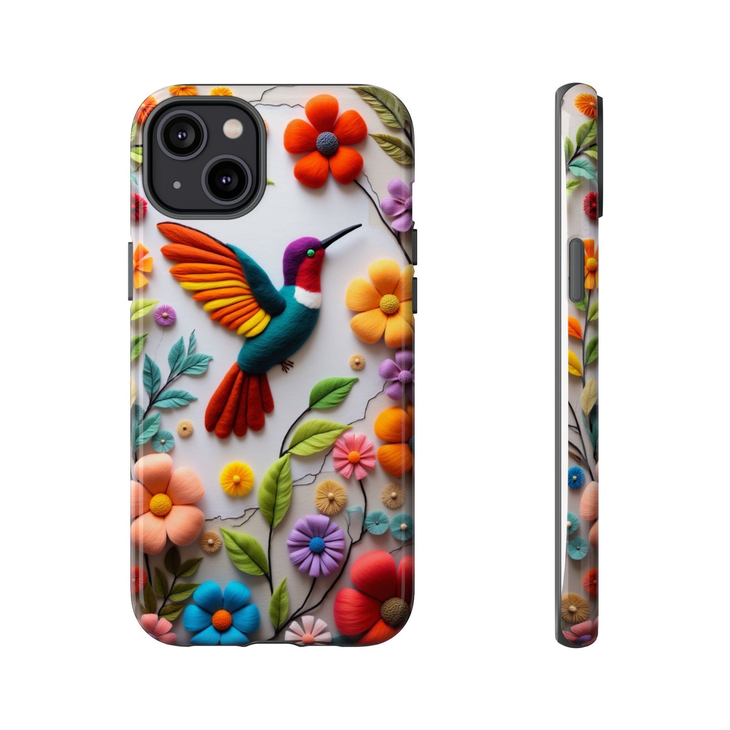 Embroidered Hummingbird with Floral Design | Nature's Elegant Stitch