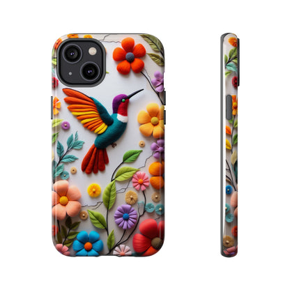 Embroidered Hummingbird with Floral Design | Nature's Elegant Stitch