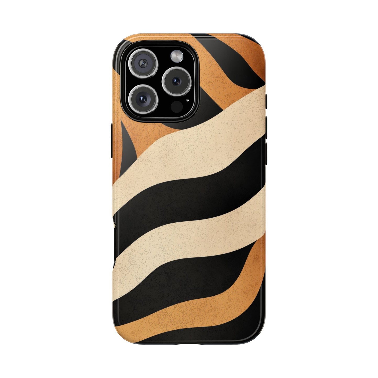 Bold Tiger Stripes Phone Case – Black, Orange & Cream Perfect for iPhone, Samsung & Google Pixel