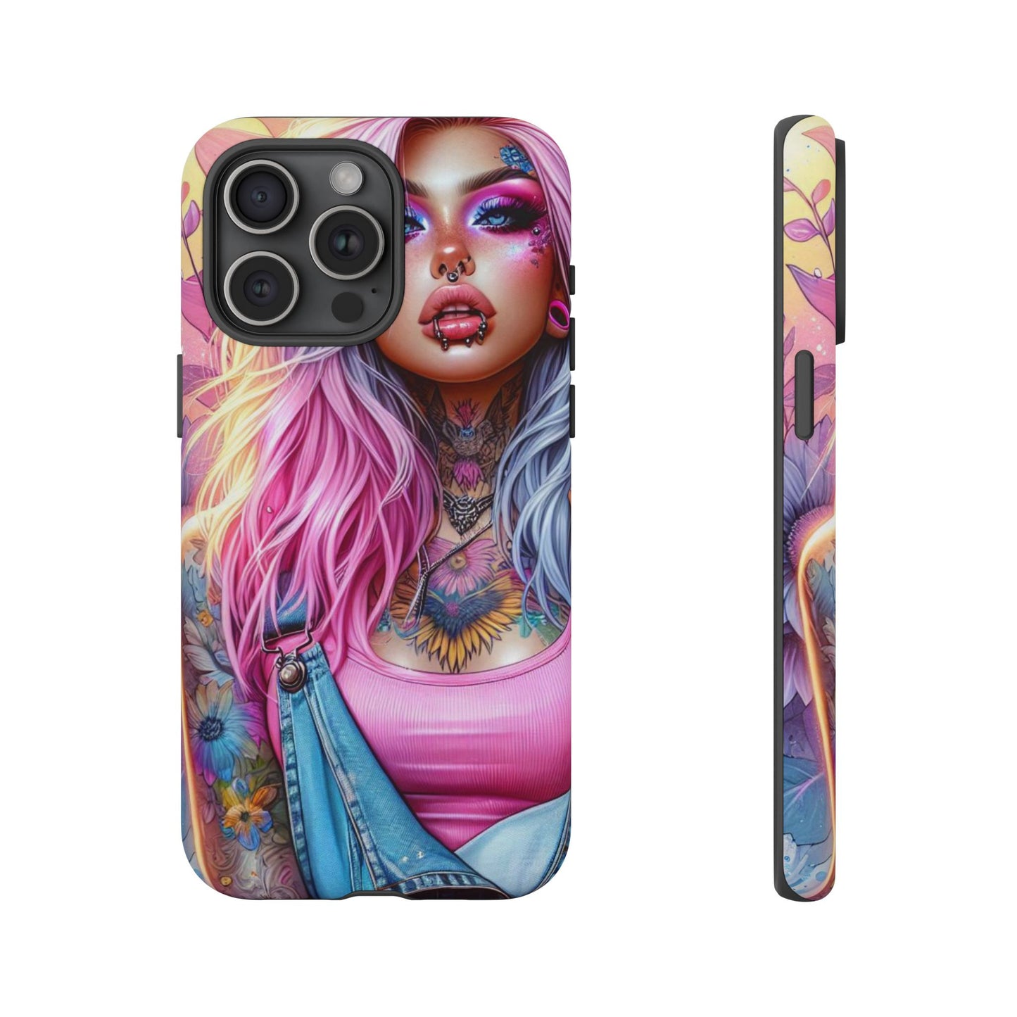 Sunset Glow – Pastel Punk & Floral Ink Mobile Cover