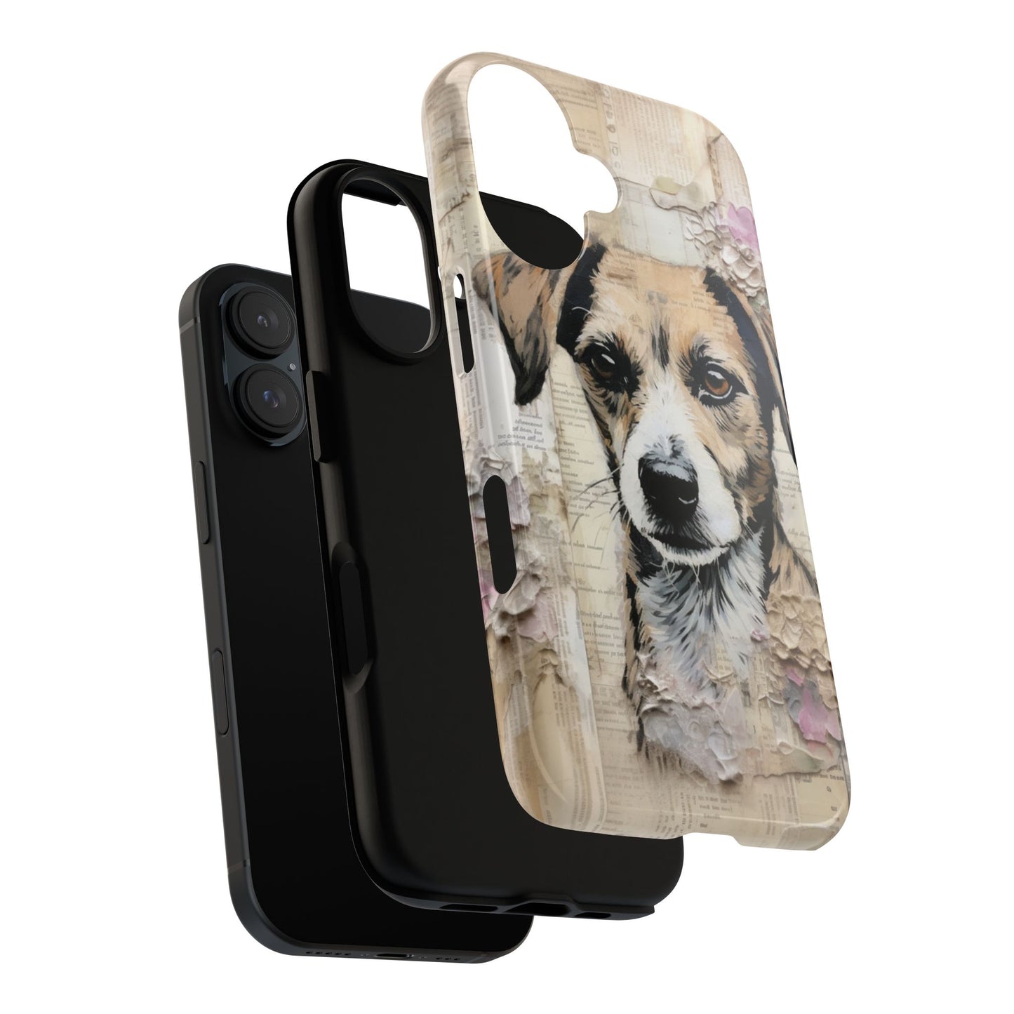 Vintage Collage Dog Portrait Mobile Cover – Artistic Mixed Media Design