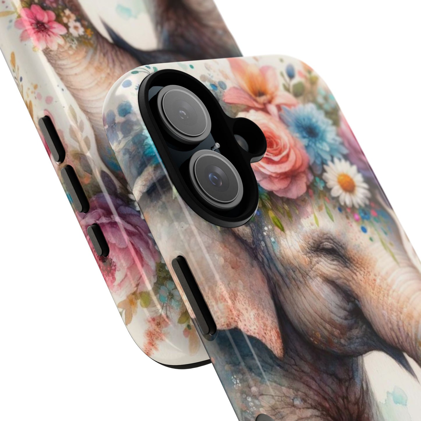 Joyful Floral Elephant Mobile Cover – Whimsical Watercolor Art