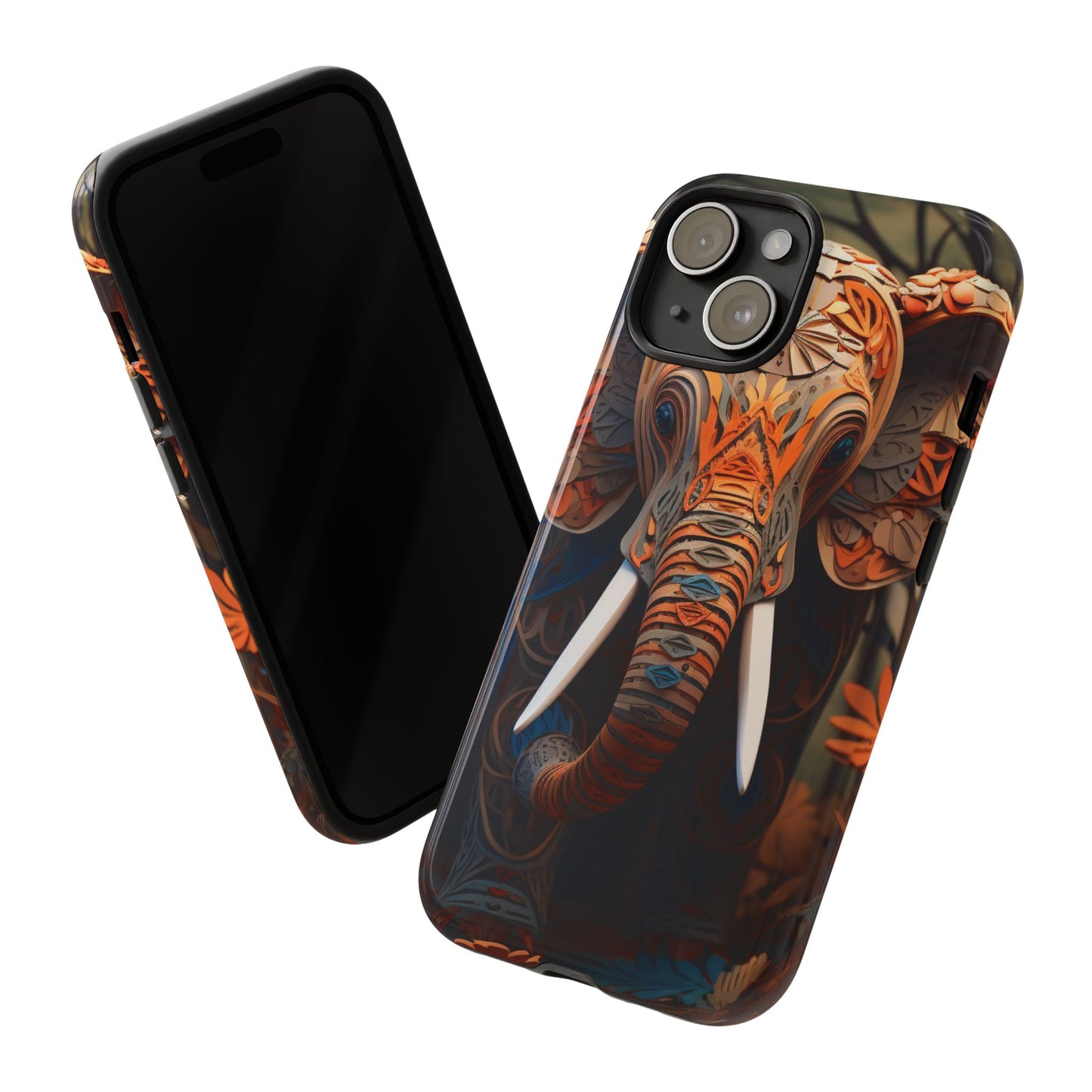 Elegant Artistic Elephant Mobile Cover – Intricate Paper-Cut Design