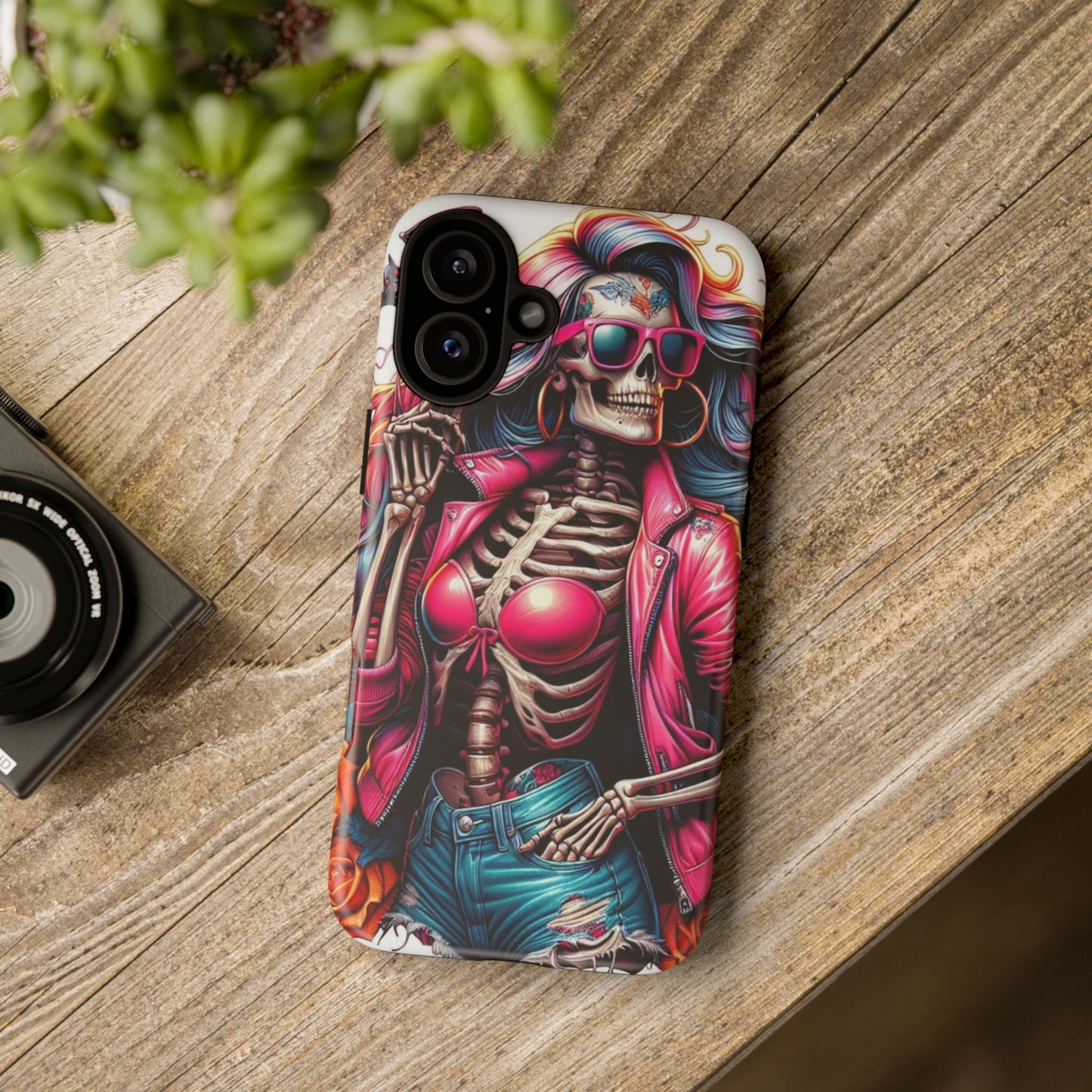 Neon Bones – Retro Skeleton & Vibrant Punk Aesthetic Mobile Cover