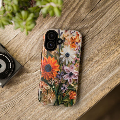 Intricate Quilled Floral Artwork In Vibrant Colors phone case design.