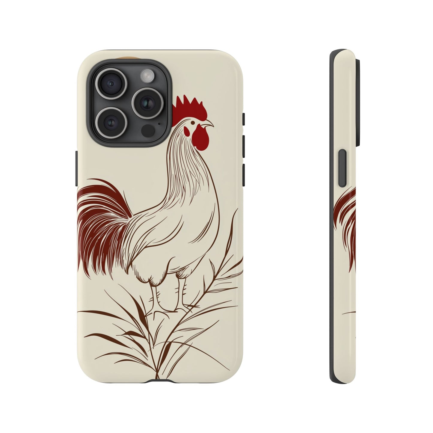 Golden Dawn Rooster: Minimalist Farmstead Charm Case for iPhone, Samsung & Pixel