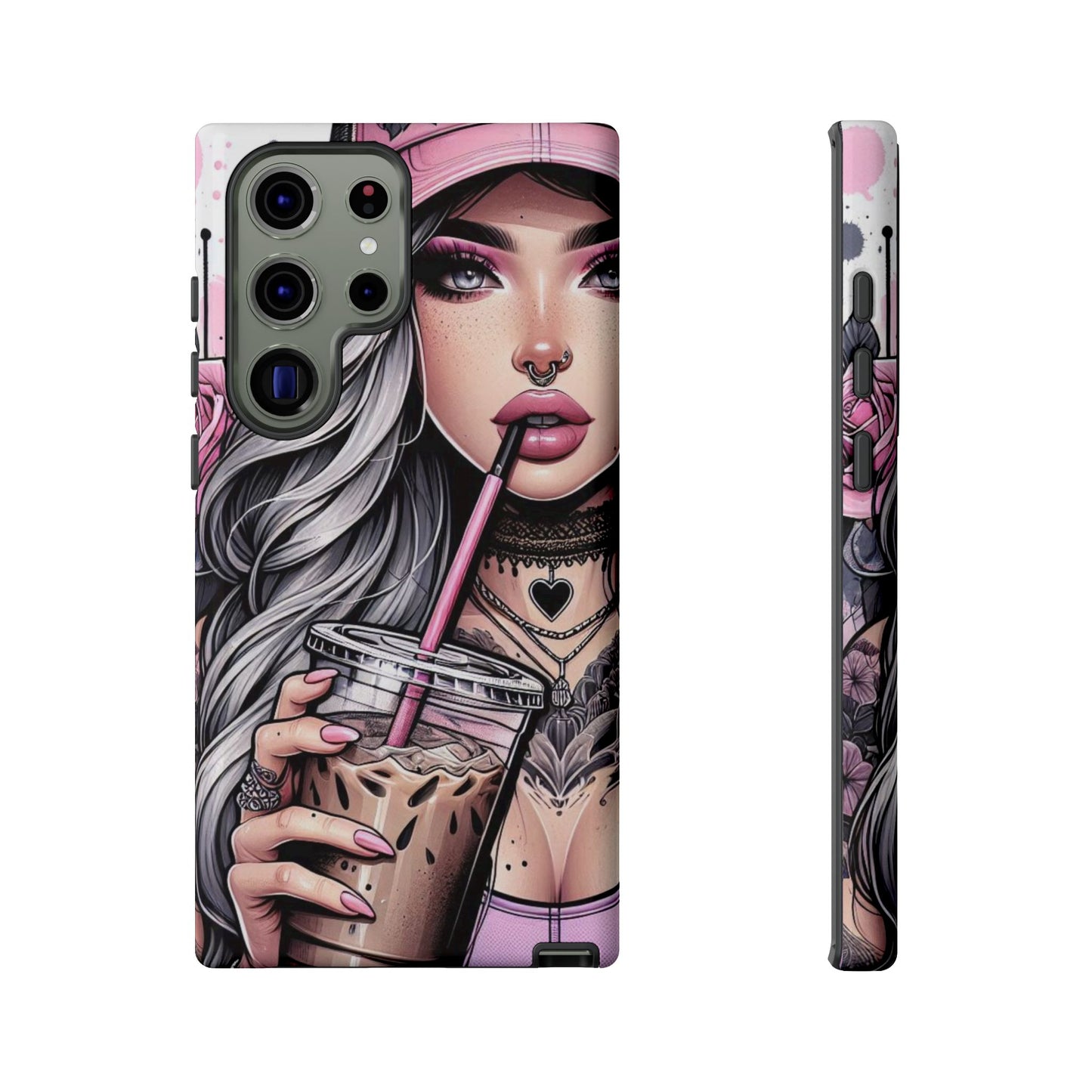 Pink Aesthetic Rebel – Iced Coffee & Inked Beauty Mobile Cover