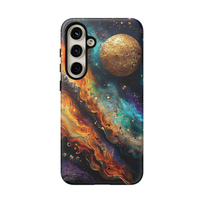 Cosmic Abstract Artwork With Dynamic Swirling Fluid Patterns phone case design.