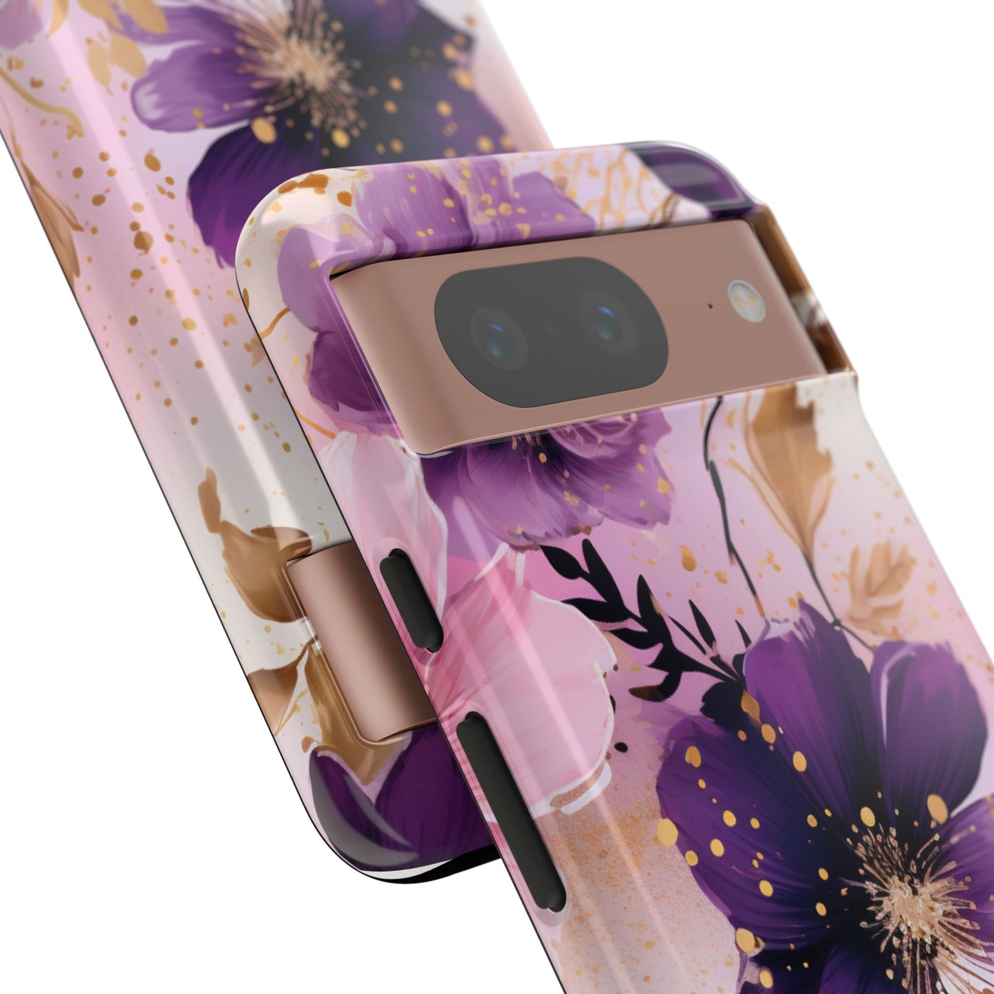 Luxury Purple & Gold Floral Aesthetic Mobile Case