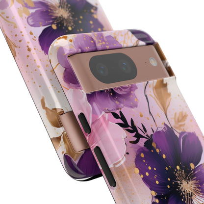 Luxury Purple & Gold Floral Aesthetic Mobile Case